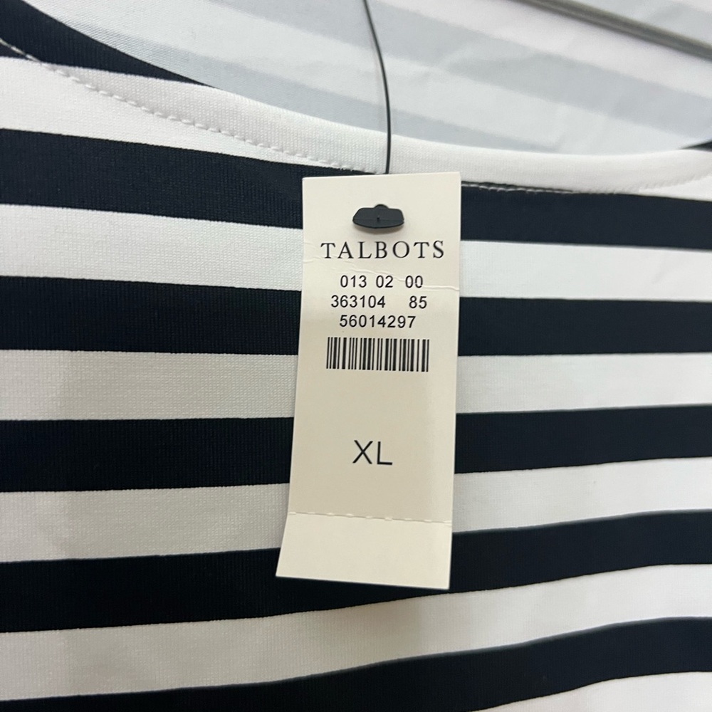 Talbots Black and White Striped Career Blouse Shirt Size XL NWT - Picture 4 of 8